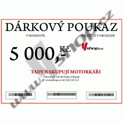 Dárková poukázka yshop v hodnotě 5000,- Kč